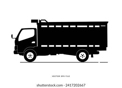 Silhouette of a truck used to carry various kinds of goods