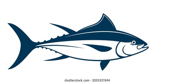 Silhouette of tuna fish is on white background