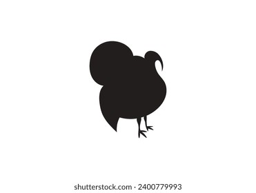 Silhouette of turkey isolated on white background.