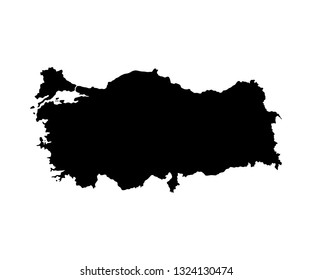 Silhouette of Turkey map. Black vector illustration on white background