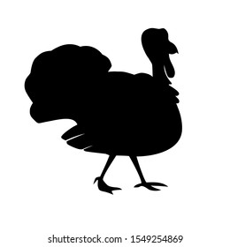 Silhouette turkey on white background. Farm animals collection. Icon