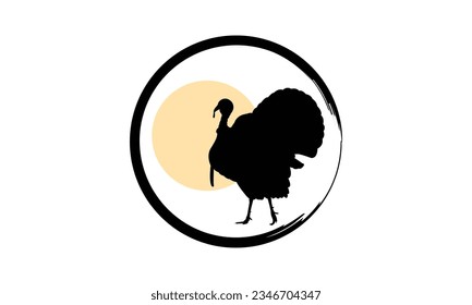 Silhouette turquía sobre fondo blanco. Recogida de animales de granja. Icono. Logo y símbolo.