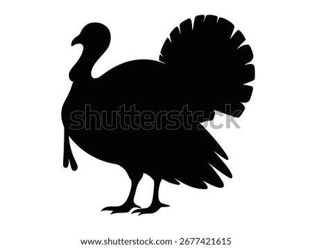 Silhouette of a Turkey in Side Profile on Light Background