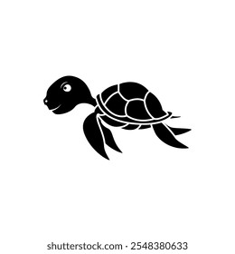 Silhouette of turtle animal on white background, vector illustration design