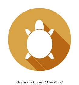 silhouette of a turtle icon in Flat, Long shadow on white background