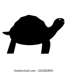 Silhouette of a turtle icon on a white background. Turtle seen from the side. Great for reptile animal logos that have hard shells.