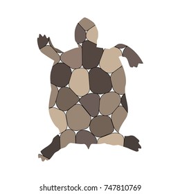  Silhouette of turtle with spa stones background.