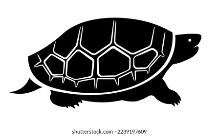 Silhouette of turtle. Vector illusttrationof pet.