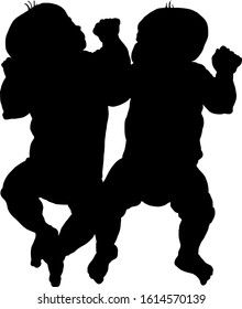 Silhouette of twin babies for Gemini symbol which is the third sign of the zodiac. Vector illustration. 