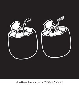 Silhouette of twin coconut vector illustration isolated