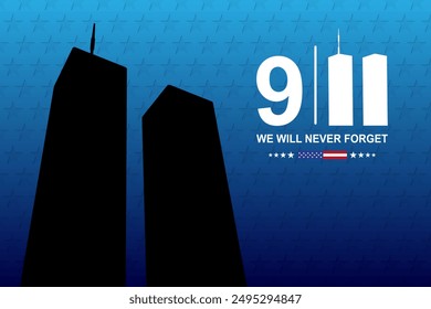 Silhouette of a Twin Towers. Patriot Day banner. 9.11.2001. EPS10 vector