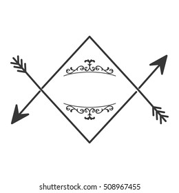 silhouette with two arrows in shape square and arabesque