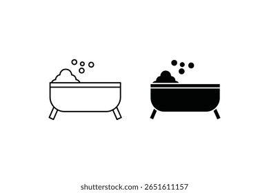 Silhouette of two bathtub styles with bubbles. Perfect for hygiene, spa, or bathroom visuals.