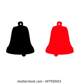 Silhouette of two bells, red and black, on a white background.vector