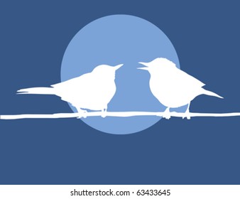  silueta dos pájaros sobre el sol de fondo