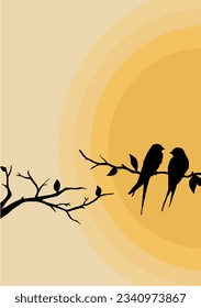 Silueta de dos pájaros en un árbol