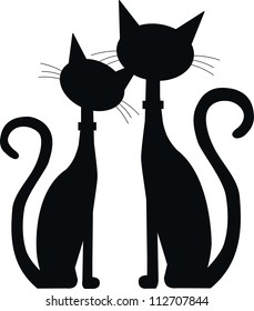 silhouette of two black cats