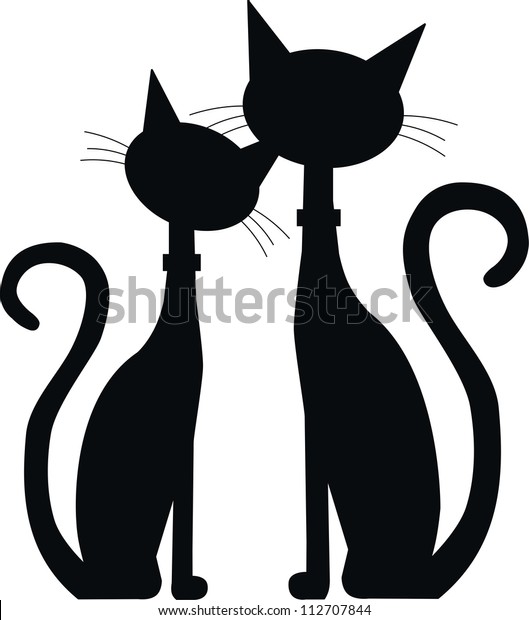 Silhouette De Deux Chats Noirs Image Vectorielle De Stock Libre De Droits