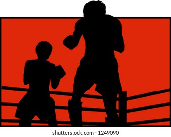 silhouette of two boxers