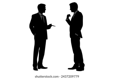Silhouette Of Two business man Having A Discussion Pack, Two business man Silhouette