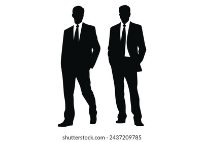 Silhouette Of Two business man Having A Discussion Pack, Two business man Silhouette