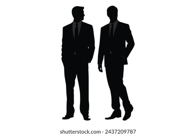 Silhouette Of Two business man Having A Discussion Pack, Two business man Silhouette