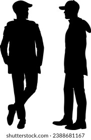 Silhouette of two casual friends in conversation