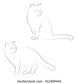 Silhouette of two cat. Vector illustration.
