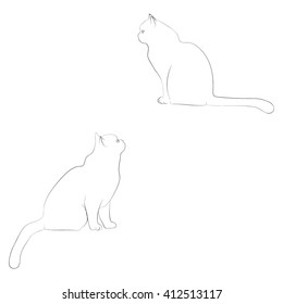 Silhouette of two cat. Vector illustration.