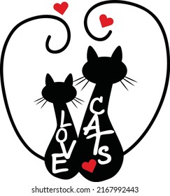 Silhouette Two Cats Loving Each Other Stock Vector Royalty Free Shutterstock