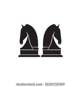 Silhouette of Two Chess Knights Facing Each Other