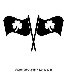 silhouette two clover flag ornate st patrick day