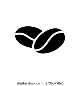 Silhouette dos ícono de granos de café. Logo de diseño de empaquetado de esquema. Dibujo a mano de dibujos animados de café crudo fresco, producto natural. Emblema vectorial plano aislado sobre fondo blanco. Pictograma negro