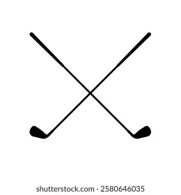 silhouette of two crossed golf clubs - vector illustration