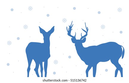 Silhouette of Two deer Christmas