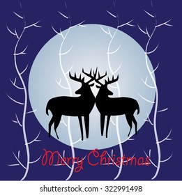 Silhouette of two deer standing