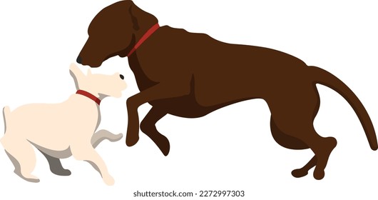 Silhouette Two Dogs Playing illustration