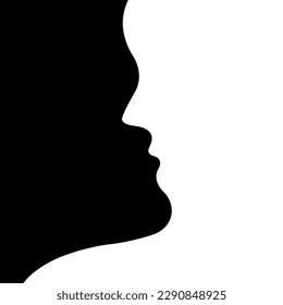 A silhouette two faces kissing  Minimalist illustration  Yin   Yang  Black   white  One line drawing 