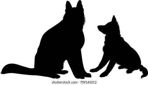 Silhouette Of Two German Shepard Dogs