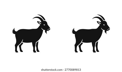 Silhouette of two goats standing together