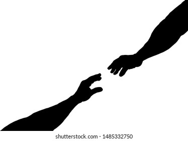 Silhouette Two Hand Reaching Out Touch Stock Vector (Royalty Free ...