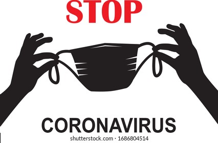 silhouette two hands hold a protective mask against the virus