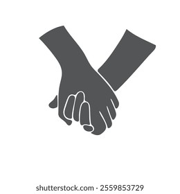 Silhouette of Two Hands Holding in Unity and Connection