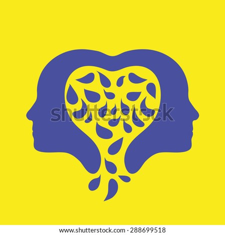 Silhouette of two heads merged into one.