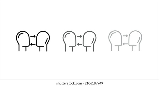 silueta de dos cabezas humanas con pensamientos, vector de signos de comunicación