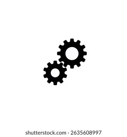 silhouette of two interlocked gears on white background