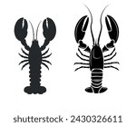 Silhouette of two large lobsters