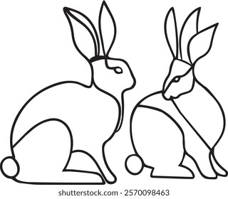 Silhouette of two little rabbits ,Nice clean and simple silhouette