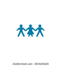 Silhouette of two man and woman between them, holding hands. 