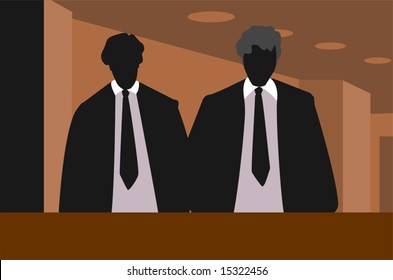silhouette of two men	